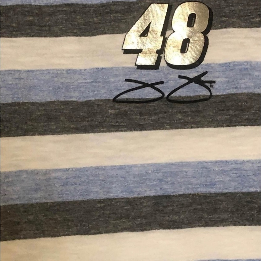 Chase Authentics Jimmie Johnson #48 Striped 3/4 Sleeve Women’s Top Sz 1x - Picture 3 of 5